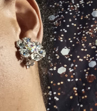 Load image into Gallery viewer, Aurora borelais and clear silver Rhinestone Stud Cluster Clip On Earrings
