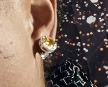Load image into Gallery viewer, Small Crystal Stud Clip On Earrings citrine
