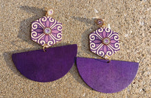 Load image into Gallery viewer, Large handmade Abstract Design Wooden Earrings (pierced ears)
