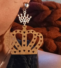 Load image into Gallery viewer, Handmade Natural Wood Queens Crown Clip On Earrings
