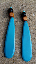 Load image into Gallery viewer, Large 7 inch boho design Wooden Earrings (pierced ears)
