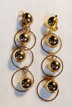 Load image into Gallery viewer, Classic Gold Ball and hoop Dangle Clip On Earrings
