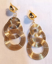 Load image into Gallery viewer, Abstract Wire Gold Metal Multi Hoop Clip On Earrings

