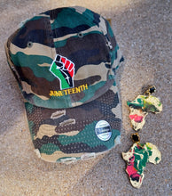 Load image into Gallery viewer, Juneteenth Baseball Cap and matching handpainted earrings pierced ears
