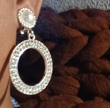 Load image into Gallery viewer, Small faux pearl and  Rhinestone Clip On Hoop Earrings silver
