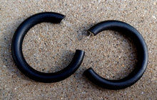 Load image into Gallery viewer, Large Chunky Natural Wood Hoop Earrings Black
