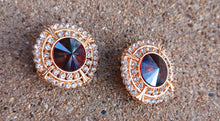 Load image into Gallery viewer, Brown topaz crystal and Rhinestone Stud Cluster Clip On Earrings
