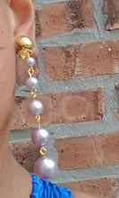 Load image into Gallery viewer, Faux Pearl  Dangle Earrings Clip on rare color
