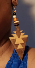 Load image into Gallery viewer, Handmade Natural Wood Clip On Dangle Earrings 4 inch
