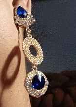 Load image into Gallery viewer, Glamourous Handmade Gold Metal and rhinestone Clip On Earrings handmade originals
