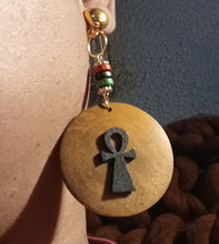 Load image into Gallery viewer, Handmade Ankh Charm Dangle Wooden Clip On Earrings
