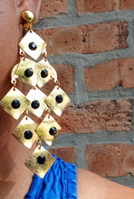 Load image into Gallery viewer, Vintage Brushed Metal Chandelier Clip On Earrings gold
