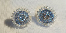 Load image into Gallery viewer, Rhinestone Faux Pearl Clip On Earrings - Medallion Stud Design
