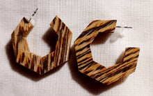 Load image into Gallery viewer, Handmade abstract Natural Wood Hoop Earrings brown rare
