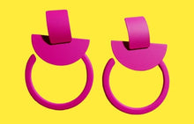 Load image into Gallery viewer, Abstract Geometric Design Hoop Earrings large size (pierced ears)
