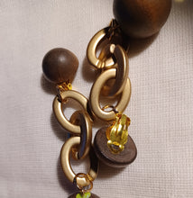 Load image into Gallery viewer, Handmade Acrylic chain and wood Clip On Earrings
