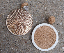 Load image into Gallery viewer, Handmade Raffia Medallion Earrings, Lightweight Bohemian Style

