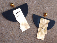 Load image into Gallery viewer, Handmade Avant Garde Face and wood  Design Clip On Earrings
