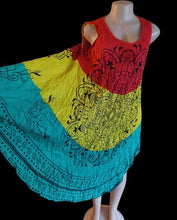 Load image into Gallery viewer, Boho Midi Kaftan Dress: Rayon Abstract Print, Fits up to 3XL
