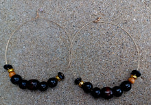 Load image into Gallery viewer, Giant Handmade Boho Beaded Hoop Clip On Earrings 6 inch pierced ears
