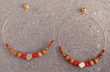 Load image into Gallery viewer, Giant Handmade Boho Beaded Hoop Clip On Earrings 6 inch
