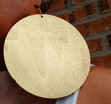 Load image into Gallery viewer, Giant handpainted Wooden Disc Earrings gold 6 inch

