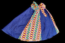 Load image into Gallery viewer, Kente and denim Ankara African Print maxi Skirt Free Size
