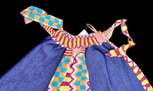 Load image into Gallery viewer, Kente and denim Ankara African Print maxi Skirt Free Size

