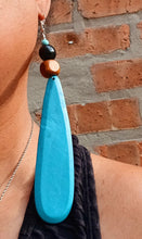 Load image into Gallery viewer, Large 7 inch boho design Wooden Earrings (pierced ears)
