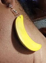 Load image into Gallery viewer, Natural Wood crescent moon Earrings Minimalist (pierced ears) yellow
