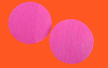 Load image into Gallery viewer, Handmade handpainted large wooden disc minimalist Earrings pierced ears 3 inch pink color
