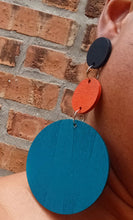 Load image into Gallery viewer, Handmade modernist colorblock Wooden Earrings (pierced ears)
