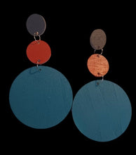 Load image into Gallery viewer, Handmade modernist colorblock Wooden Earrings (pierced ears)
