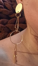 Load image into Gallery viewer, Minimalist Geometric design Silver hoop clip on  Earrings
