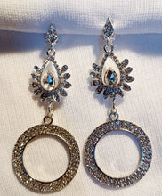 Load image into Gallery viewer, Handmade  Rhinestone Clip On Hoop Earrings silver (m512)
