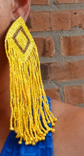 Load image into Gallery viewer, Handmade extra long Boho Beaded Clip On Earrings
