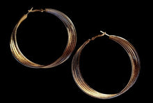 Load image into Gallery viewer, Vintage style multi hoop design Dangle Earrings pierced ears gold
