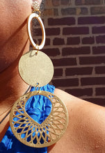 Load image into Gallery viewer, Abstract Handpainted Design Wood Earrings pierced ears 7 inch
