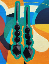 Load image into Gallery viewer, Handmade black wood Geometric Design Earrings pierced ears only 1
