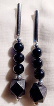 Load image into Gallery viewer, Handmade black wood Geometric Design Earrings pierced ears only 1
