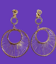 Load image into Gallery viewer, Handmade wire Metal Clip On hoop Earrings gold
