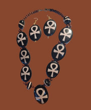 Load image into Gallery viewer, Vintage Bovine and Brass Extra large Ankh Necklace Set Rare
