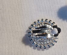 Load image into Gallery viewer, Rhinestone Faux Pearl Clip On Earrings - Medallion Stud Design
