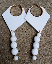 Load image into Gallery viewer, Handmade Extra large Wood and Metal Hoop Earrings white and gold
