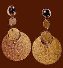 Load image into Gallery viewer, Extra Large Handpainted Handmade large Natural Wood Geometric Design Clip On Earrings
