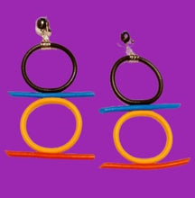 Load image into Gallery viewer, Abstract Handmade Clip-On Earrings, Colorful Rubber Design
