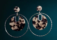 Load image into Gallery viewer, Handmade Abstract Tortoise Acrylic hoop Dangle Clip On Earrings
