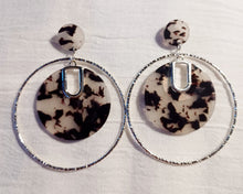 Load image into Gallery viewer, Handmade Abstract Tortoise Acrylic hoop Dangle Clip On Earrings
