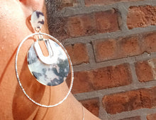 Load image into Gallery viewer, Handmade Abstract Tortoise Acrylic hoop Dangle Clip On Earrings
