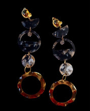 Load image into Gallery viewer, Handmade Abstract Acrylic and wood Clip On Earrings
